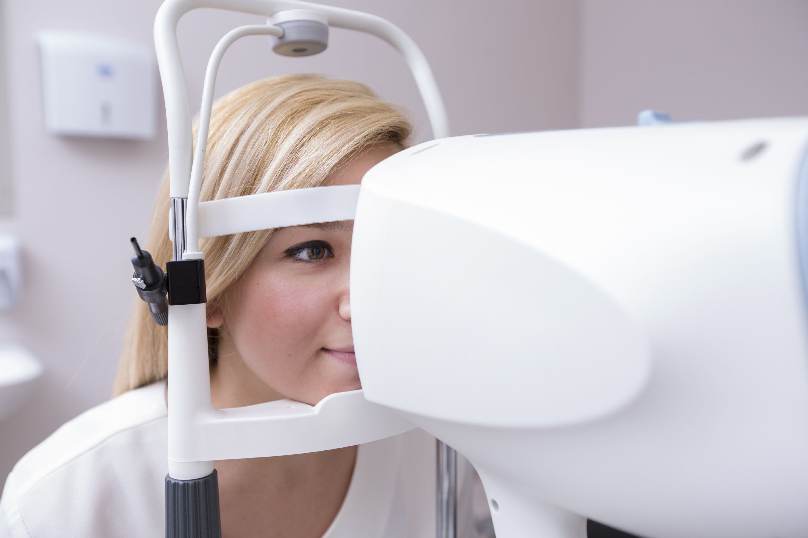 A patient during an eye exam